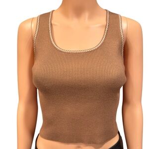 CAROLINE CONSTAS Ribbed Stretchy Racerback Scoop Neck Crop Tank Top NWT Medium